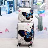 Travel Tale 20"24"Inch Butterfly Spinner Trolley Suitcase Set Rolling Luggage Bag On Wheels