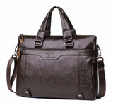 Men Business Leather Briefcase Shoulder Messenger Bag For 14" Laptop Men'S Crossbody Briefcase Bags