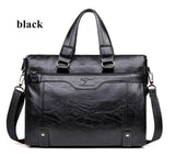 Men Business Leather Briefcase Shoulder Messenger Bag For 14" Laptop Men'S Crossbody Briefcase Bags