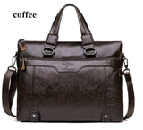 Men Business Leather Briefcase Shoulder Messenger Bag For 14" Laptop Men'S Crossbody Briefcase Bags