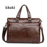 Men Business Leather Briefcase Shoulder Messenger Bag For 14" Laptop Men'S Crossbody Briefcase Bags