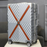 Retro Travel Trolley Luggage With X Belt Aluminum Frame Alloy Business Rolling Luggage Airplane