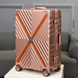 Retro Travel Trolley Luggage With X Belt Aluminum Frame Alloy Business Rolling Luggage Airplane