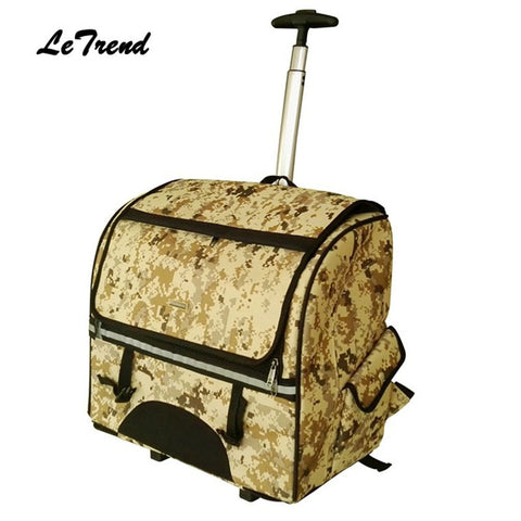 Letrend Camouflage Multifunction Pet Rolling Luggage Casters Trolley Cabin Wheels Suitcases