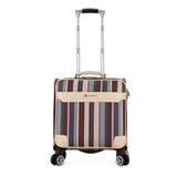 New Arrival!16Inches Pu Leather Trolley Luggage On Universal Wheels For Female,Colorful Strip Bag