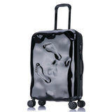Vintage Rolling Luggage Suitcase Bag,Pc Travel Trolley Case With Footprints,Fashion Wheel