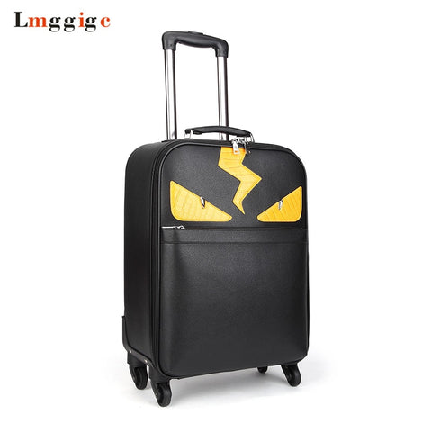 Women Rolling Luggage Suitcase Travel Bag ,Trolley Case With Wheel,Pu Leather Commercial Soft Shell