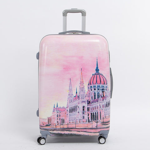 Female 24 Inch Pink Pc Hardside Trolly Luggage Bag On Universal Wheels,8 Wheels Palace Travel