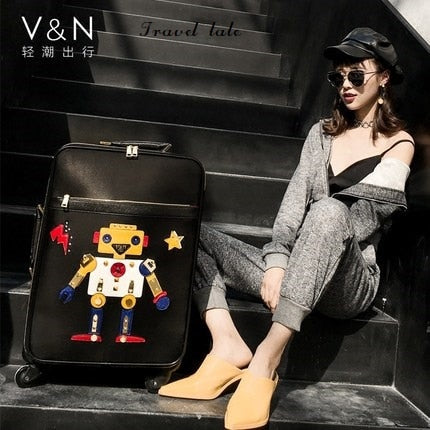 Travel Tale Cartoon Robot 20 Inch Fashionable, High Quality Pu Rolling Luggage Spinner Brand Travel