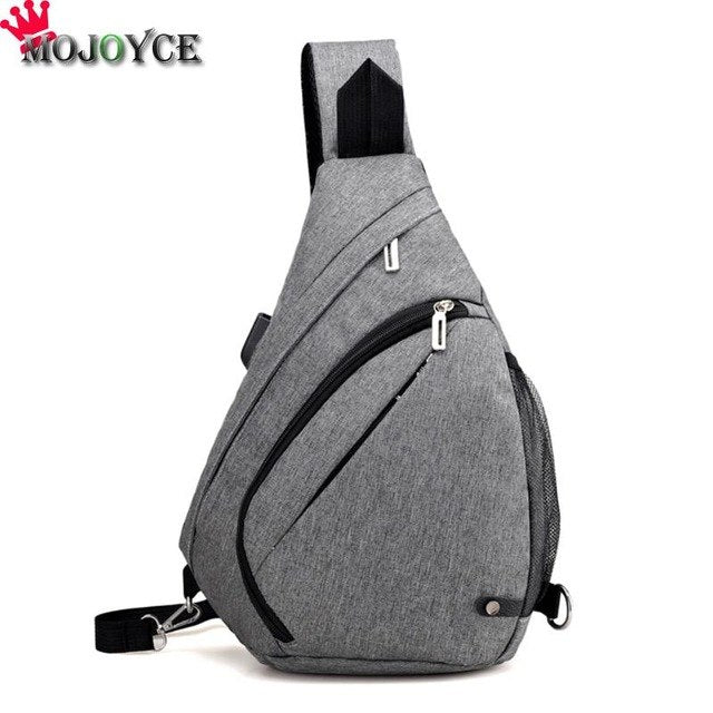 Mojoyce Men'S Chest Pack Men&Female Usb Charging Waterproof Shoulder Crossbody Bag Water