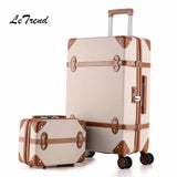 Letrend Women Suitcases Wheel Trolley Rolling Luggage Set Spinner Vintage Travel Bag Student