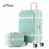 Letrend Women Suitcases Wheel Trolley Rolling Luggage Set Spinner Vintage Travel Bag Student