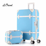 Letrend Women Suitcases Wheel Trolley Rolling Luggage Set Spinner Vintage Travel Bag Student