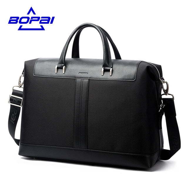 Bopai Nylon Men Travel Bags Waterproof Work Duffle Bags Male Crossbody Shoulder Bags Black