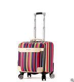 17"Pu Leather Women Travel Luggage Bag Men Trolley Bag Wheeled  Spinner Trolley Suitcase Men
