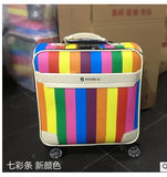 17"Pu Leather Women Travel Luggage Bag Men Trolley Bag Wheeled  Spinner Trolley Suitcase Men