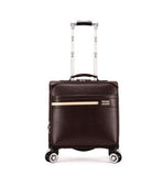 17"Pu Leather Women Travel Luggage Bag Men Trolley Bag Wheeled  Spinner Trolley Suitcase Men
