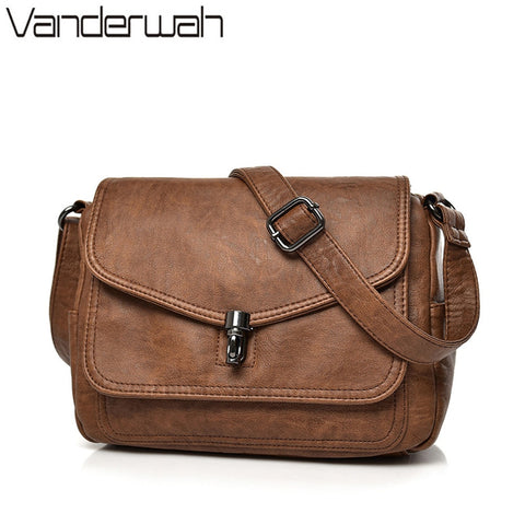 Vanderwah Two Covers Vintage Women Bag 2018 Leather Luxury Handbags Women Bags Designer Female