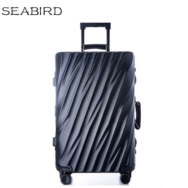 Seabird Aluminum Frame Travel Suitcase With Wheels Tsa Lock Trolley Case Scratch Resistant