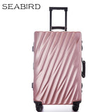 Seabird Aluminum Frame Travel Suitcase With Wheels Tsa Lock Trolley Case Scratch Resistant