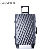 Seabird Aluminum Frame Travel Suitcase With Wheels Tsa Lock Trolley Case Scratch Resistant