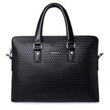 New Luxury Genuine Leather Business Men'S Briefcase Woven Pattern Shoulder Bag Cowhide Men'S