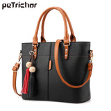 Petrichor Large Capacity Tassel Tote Bag Women Soft Leather Ladies Handbag Crossbody Messenger Bags