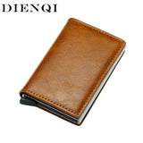 Dienqi Top Quality Wallet Men Money Bag Mini Purse Male Vintage Automatical Aluminium Rfid Card