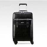 Quality Leather Trolley Luggage Travel Bag16 18 20 22 24 Commercial Universal Wheels Cow Split