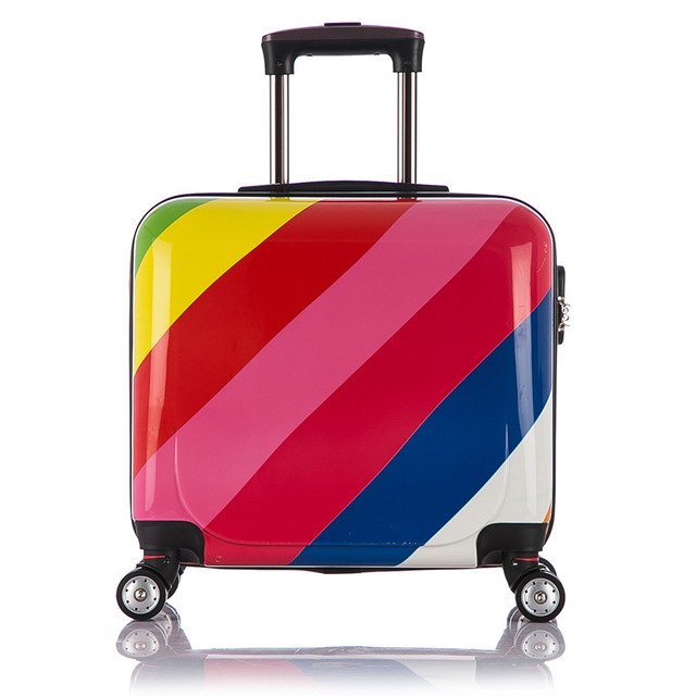 Wholesale!Women 16Inches Pc Rainbow Hardside Trolley Luggage,Euro Fashion Zebra Universal Wheel