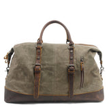 Mco Vintage Waxed Canvas Men Travel Duffel Large Capacity Oiled Leather Military Weekend Bag