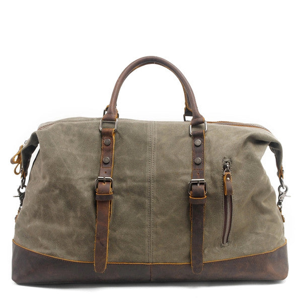 Mco Vintage Waxed Canvas Men Travel Duffel Large Capacity Oiled Leather ...
