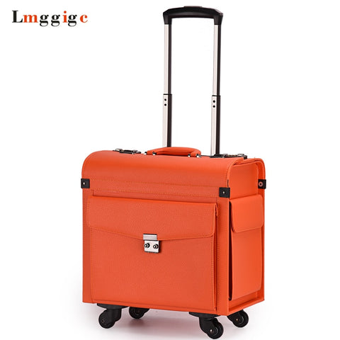 Rolling Cabin Luggage,Flight Attendants Travel Suitcases,Commercial Computer Bag,Password Box,Pu