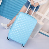 Abs Hardside Rolling Luggage Set With Handbag,Women Travel Suitcase Bag With Cosmetic