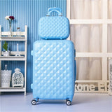 Abs Hardside Rolling Luggage Set With Handbag,Women Travel Suitcase Bag With Cosmetic