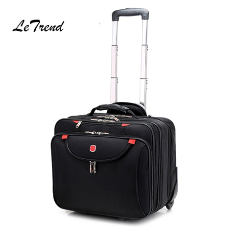 Letrend Multifunction Men Business Rolling Luggage Casters Suitcases Wheels 16 Inch Oxford Cabin