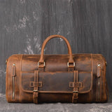 Crazy Horse Genuine Leather Travel Bag Men Vintage Travel Duffel Bag Big Cow Leather Carry On