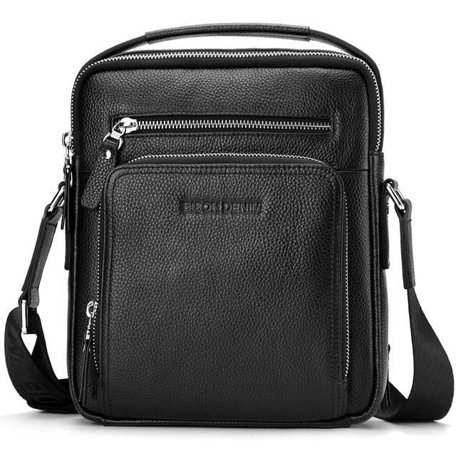 Bison Denim Genuine Leather Men Bags Ipad Handbags Male Messenger Bag Man Crossbody Shoulder Bag