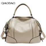 Qiaobao 2018 New Europe 100% Natural Leather Handbags Ladies Shoulder Bag Real Leather Bag
