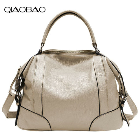 Qiaobao 2018 New Europe 100% Natural Leather Handbags Ladies Shoulder Bag Real Leather Bag