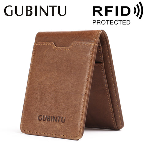 Slim Leather Id/Credit Card Holder Bifold Front Pocket Wallet With Rfid Blocking Business Card