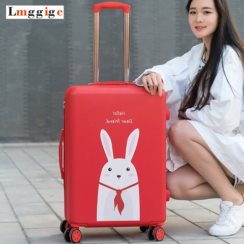 Women Candy Colors Rolling Luggage Bag Pc + Abs Suitcase With Wheel Trolley Case With Lock, Uv