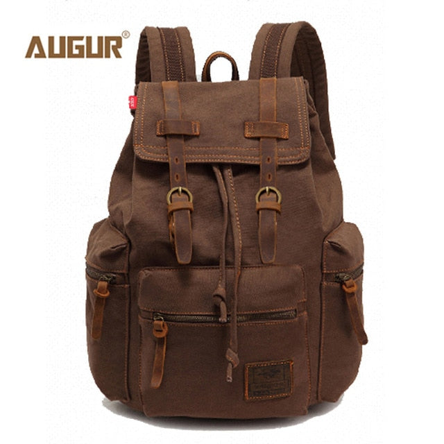 Augur New Fashion Men'S Backpack Vintage Canvas Backpack School Bag Men'S Travel Bags Large