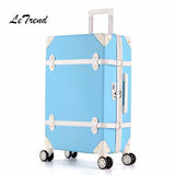 Letrend Women Suitcases Wheel Trolley Rolling Luggage Spinner Vintage Travel Bag Student Carry On