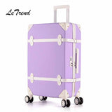Letrend Women Suitcases Wheel Trolley Rolling Luggage Spinner Vintage Travel Bag Student Carry On