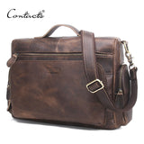 Contact'S Genuine Leather Man Bag Vintage Big Totes Handbags Men Messenger Bags Briefcase Men'S
