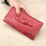 Aoeo Women Lock Wallet Female Handbag Money Coin Purses Holder Genuine Leather Pu 3D Alligator