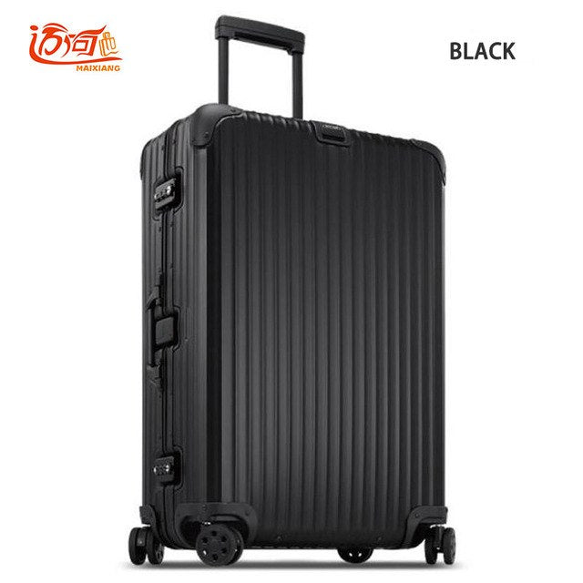 100% Full Aluminum Magnesium Alloy Trolley Luggage With Logo,Matte Suitcases,Rivet Reinforced