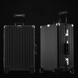 Uniwalker 100% Aluminum Retro Luggage Leather Handle Rolling Trolley Travel Hardside Luggage With