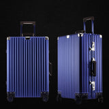 Uniwalker 100% Aluminum Retro Luggage Leather Handle Rolling Trolley Travel Hardside Luggage With